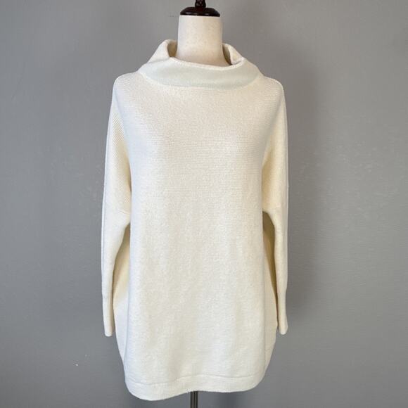 Free People Womens Ottoman Slouchy Tunic Sweater Size XS Ribbed Ecru Ivory Knit - Picture 2 of 8